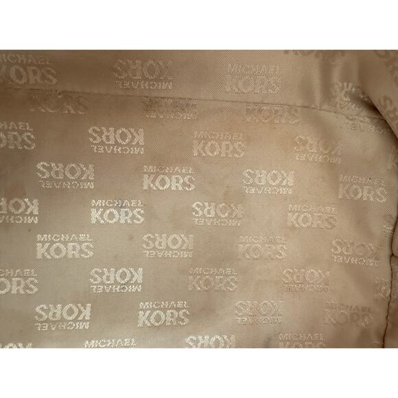 Michael Kors Handbag & Wallet Set Monogram Shiny Peach Tan Leather Gold Plate - Picture 15 of 16